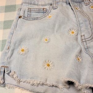 Light Blue Floral Embroidered Women's Shorts